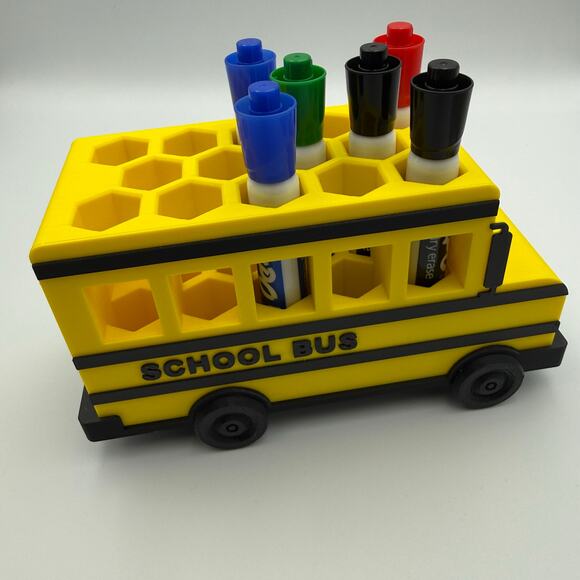 School Bus themed marker holder - perfect gift for a teacher - plastic - Picture 5 of 10